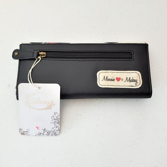 *SOLD* Disney Loungefly Mickey & Minnie Mouse Canvas Leather Trifold Wallet - Picture 7 of 10